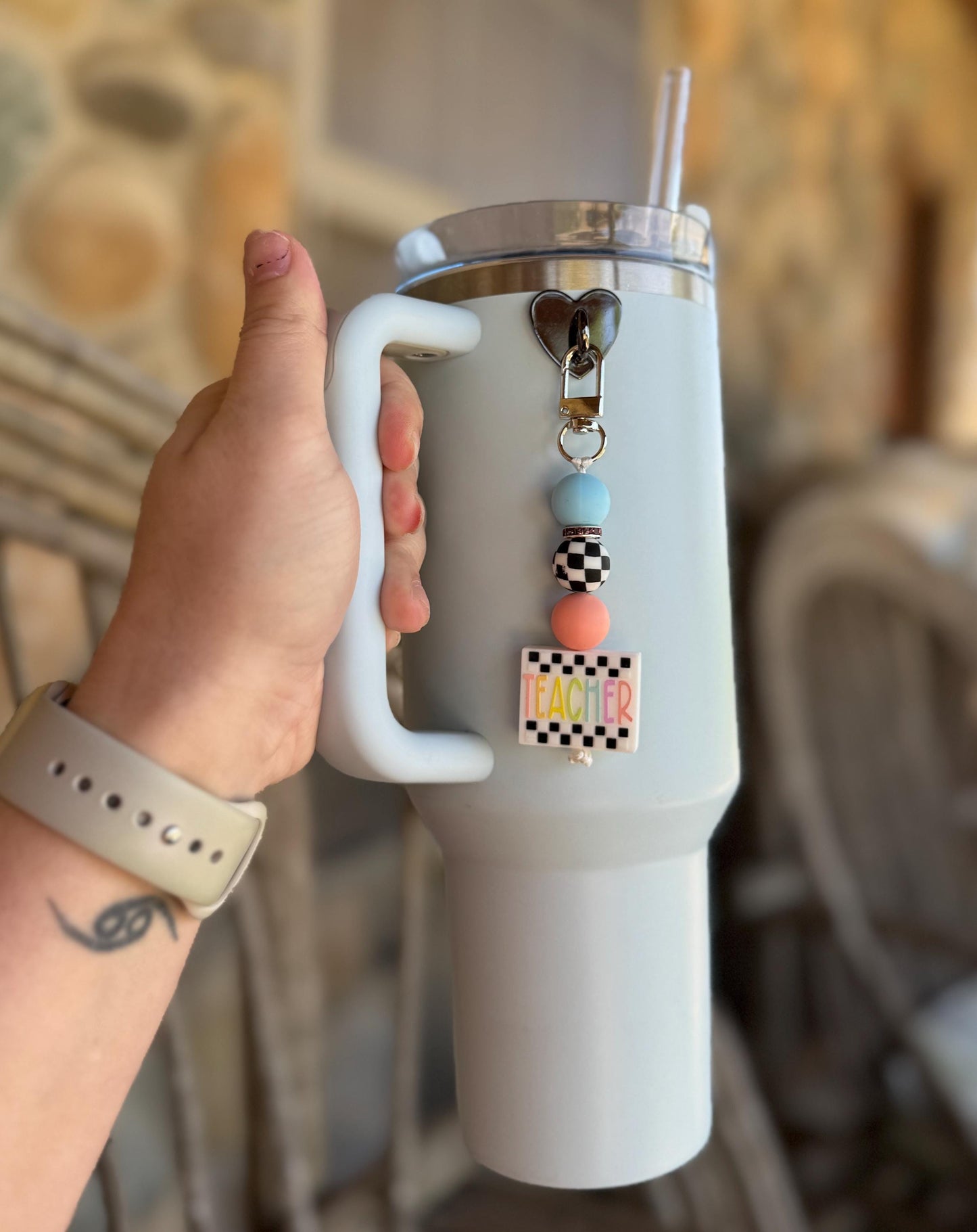 Teacher Checkered Keychain