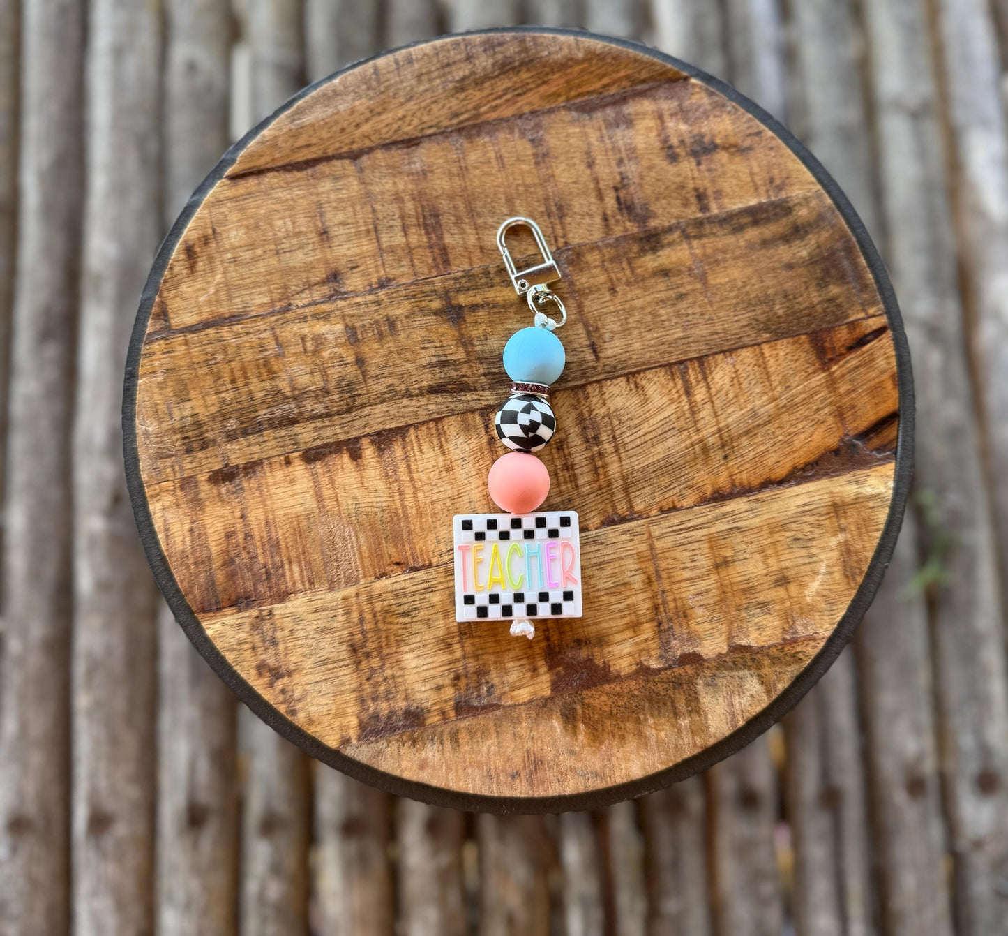 Teacher Checkered Keychain