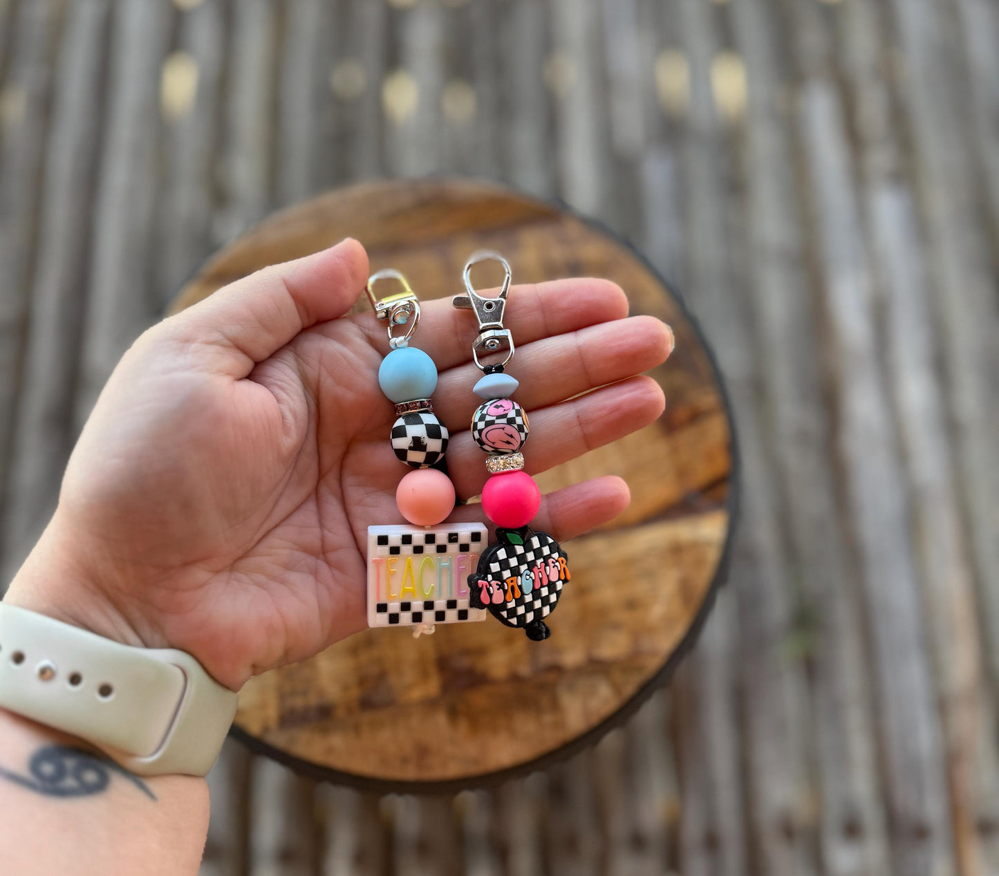 Teacher Checkered Keychain