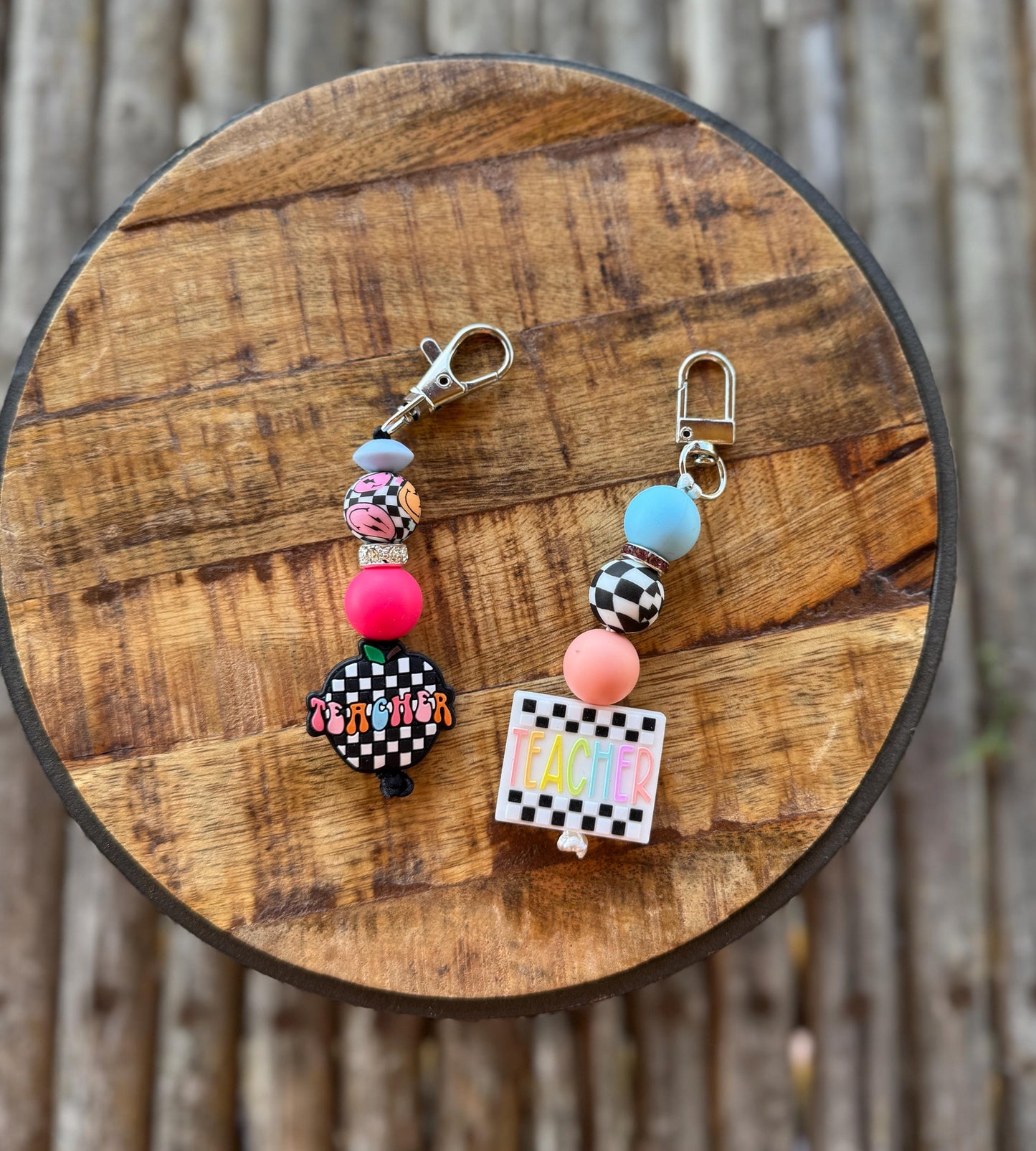 Teacher Checkered Keychain