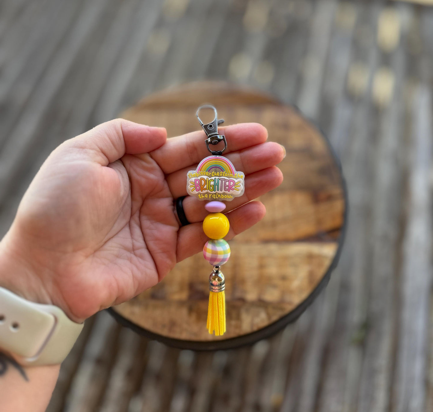 The Bigger the Storm, the Brighter The Rainbow Keychain